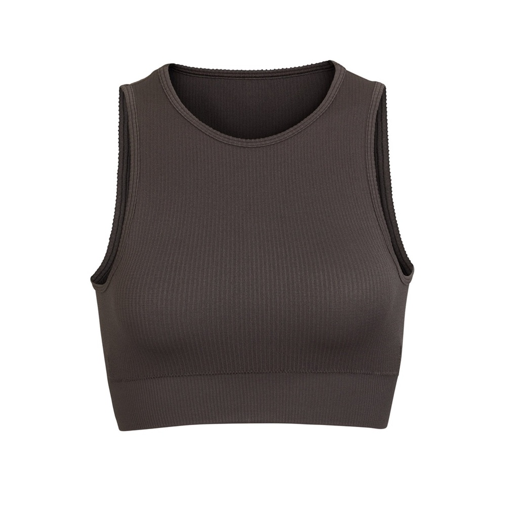 NWOT Skims Stretch Rib High Neck Crop Tank/Bra - Soot L/XL
